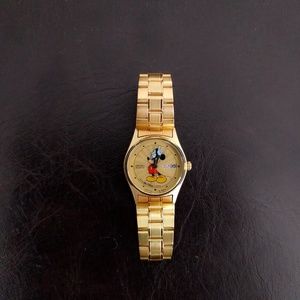 Vtg Rare Seiko Gold Sunburst Mickey Mouse Watch